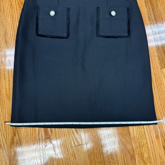 NWT Karl Lagerfeld Black Tweed Sheath Dress with Fringe Detail - Picture 5 of 12